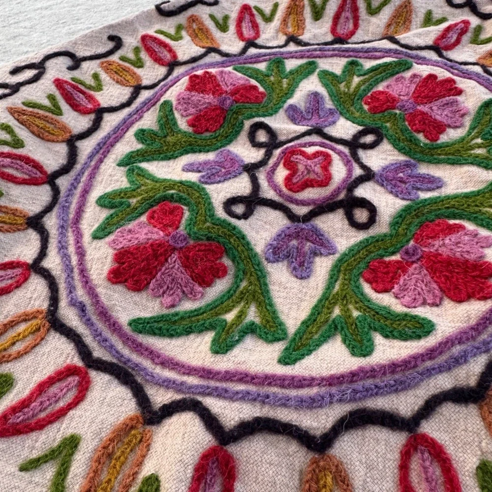 Vintage Kashmiri Crewel Embroidery Pillow Cover 16